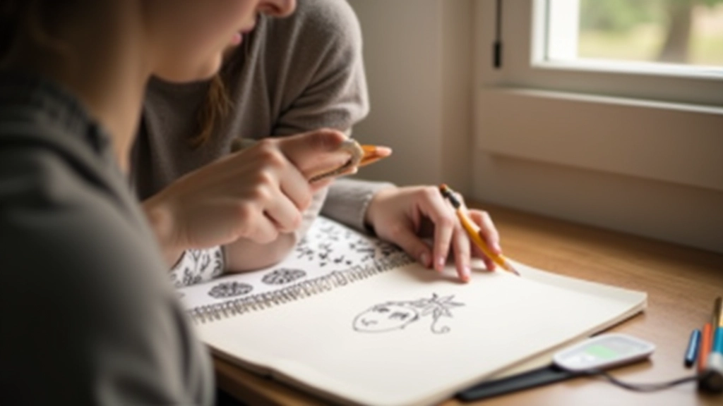 Osoba kreslí ceruzkou v sketchbooku