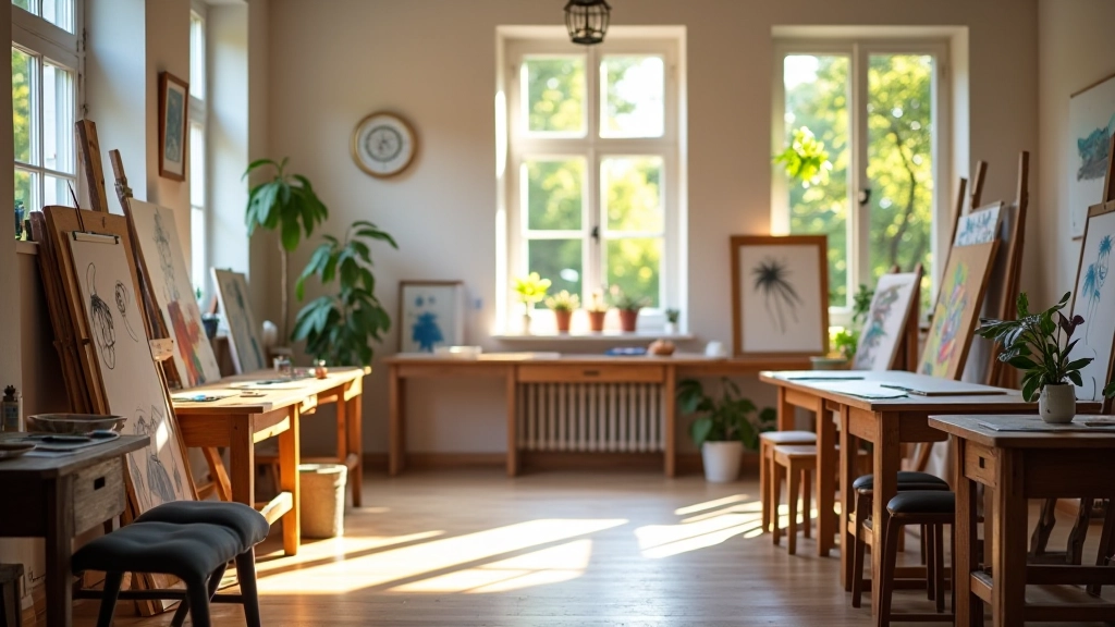 Tvůrčí dílna plná uměleckých materiálů a inspirativního prostředí
