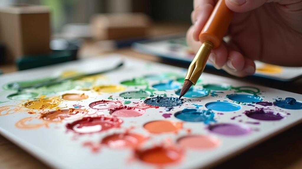 Barvy a štětce na paletě