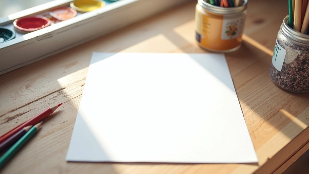Tvůrčí prostředí s různými uměleckými materiály — tužkami, barvami a papírem na dřevěném stole s přírodním světlem